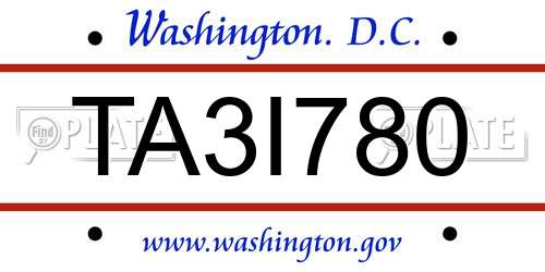 TA3I780 District Of Columbia License Plate