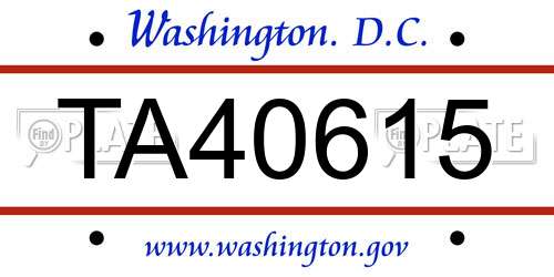 TA40615 District Of Columbia License Plate