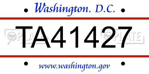 TA41427 District Of Columbia License Plate