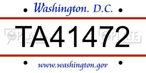 TA41472 District Of Columbia License Plate