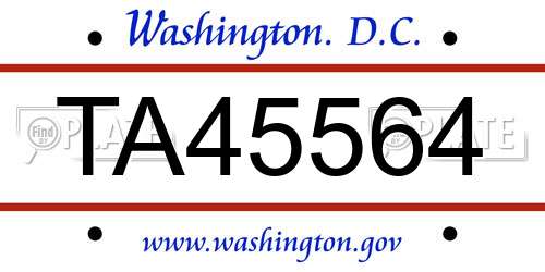 TA45564 District Of Columbia License Plate