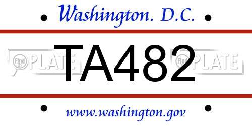TA482 District Of Columbia License Plate