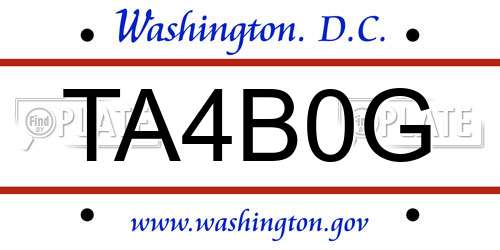 TA4B0G District Of Columbia License Plate