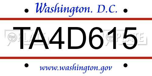 TA4D615 District Of Columbia License Plate