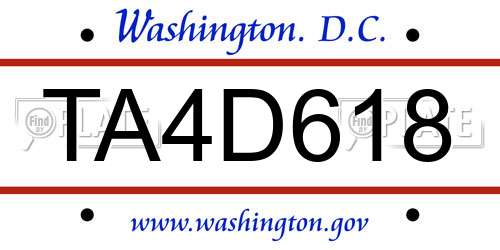 TA4D618 District Of Columbia License Plate