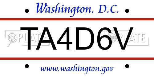 TA4D6V District Of Columbia License Plate