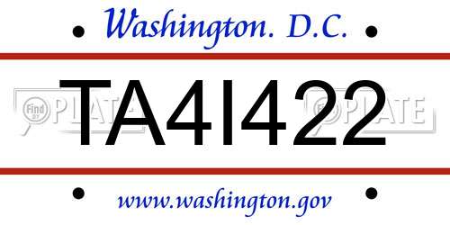 TA4I422 District Of Columbia License Plate