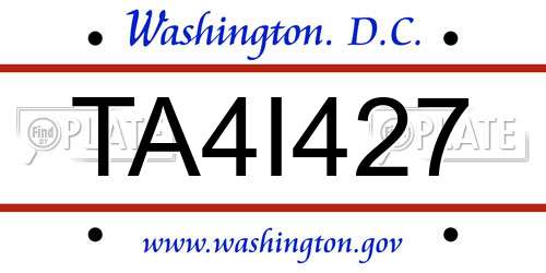 TA4I427 District Of Columbia License Plate