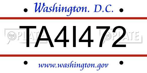 TA4I472 District Of Columbia License Plate