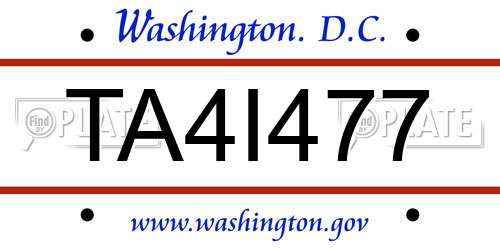 TA4I477 District Of Columbia License Plate