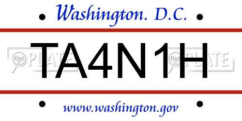 TA4N1H District Of Columbia License Plate