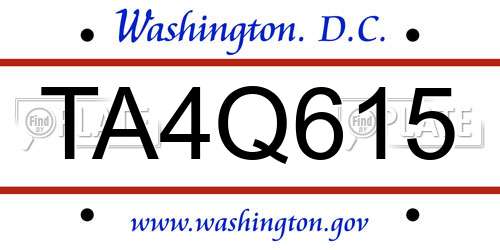 TA4Q615 District Of Columbia License Plate