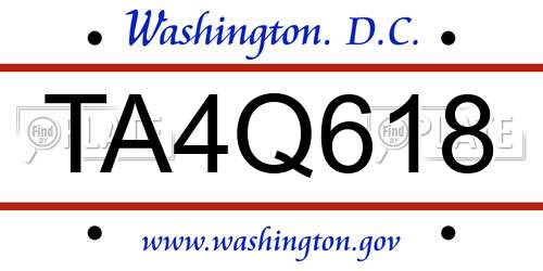 TA4Q618 District Of Columbia License Plate