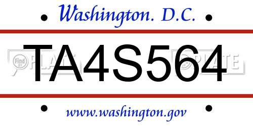 TA4S564 District Of Columbia License Plate
