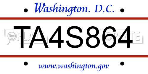 TA4S864 District Of Columbia License Plate
