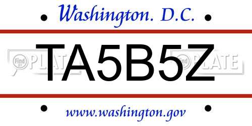 TA5B5Z District Of Columbia License Plate