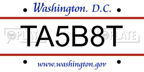 TA5B8T District Of Columbia License Plate