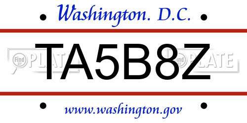 TA5B8Z District Of Columbia License Plate