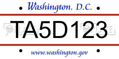 TA5D123 District Of Columbia License Plate