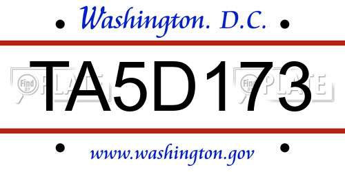 TA5D173 District Of Columbia License Plate