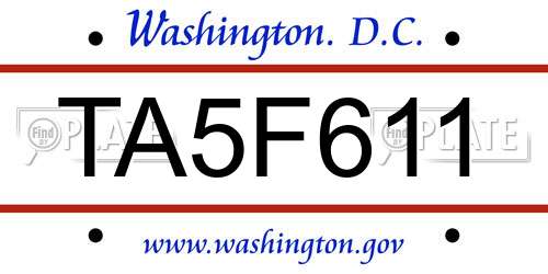 TA5F611 District Of Columbia License Plate