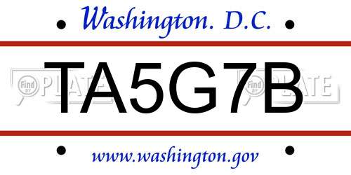 TA5G7B District Of Columbia License Plate