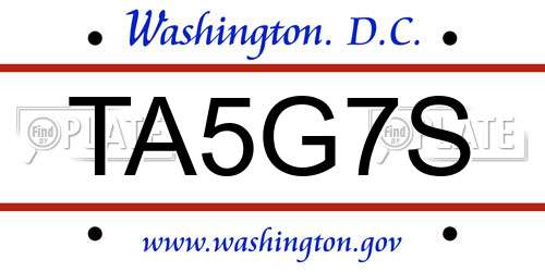 TA5G7S District Of Columbia License Plate