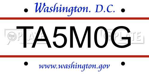 TA5M0G District Of Columbia License Plate