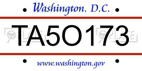 TA5O173 District Of Columbia License Plate