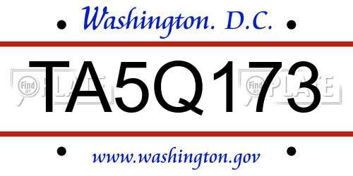 TA5Q173 District Of Columbia License Plate