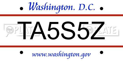 TA5S5Z District Of Columbia License Plate