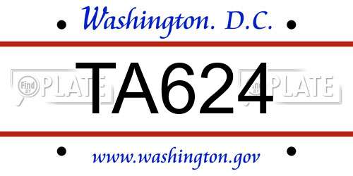 TA624 District Of Columbia License Plate