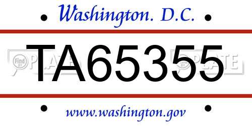 TA65355 District Of Columbia License Plate