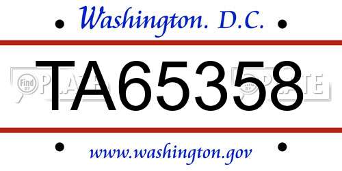 TA65358 District Of Columbia License Plate