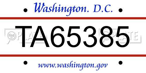 TA65385 District Of Columbia License Plate