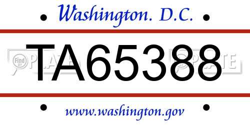 TA65388 District Of Columbia License Plate