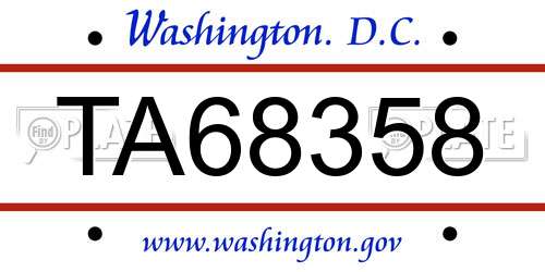 TA68358 District Of Columbia License Plate
