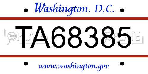 TA68385 District Of Columbia License Plate