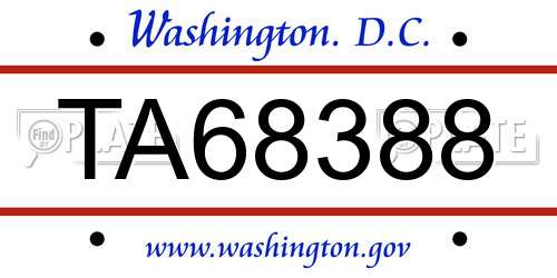 TA68388 District Of Columbia License Plate