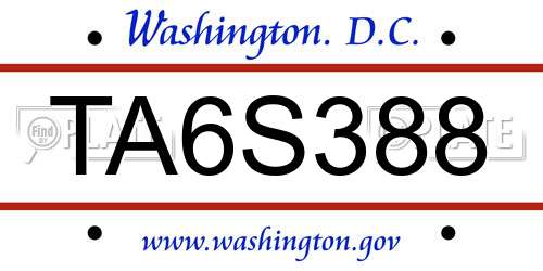 TA6S388 District Of Columbia License Plate