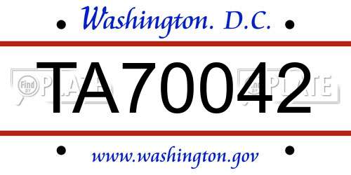TA70042 District Of Columbia License Plate