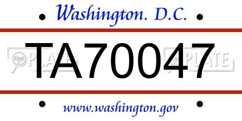 TA70047 District Of Columbia License Plate