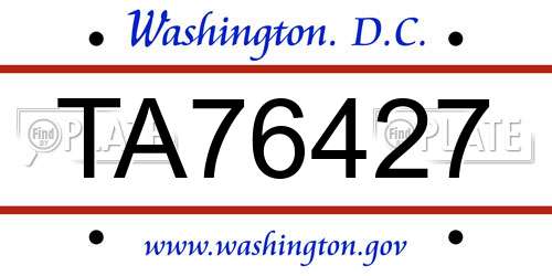 TA76427 District Of Columbia License Plate