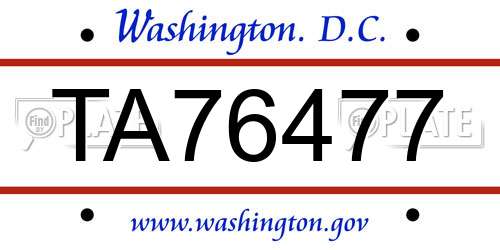 TA76477 District Of Columbia License Plate