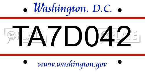 TA7D042 District Of Columbia License Plate