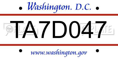 TA7D047 District Of Columbia License Plate