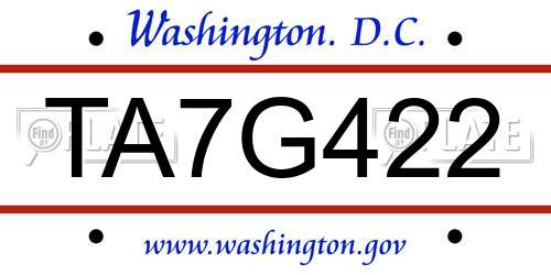 TA7G422 District Of Columbia License Plate