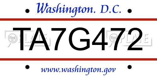TA7G472 District Of Columbia License Plate