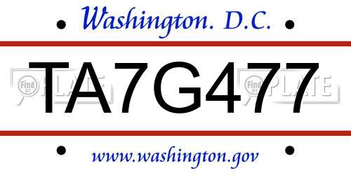 TA7G477 District Of Columbia License Plate
