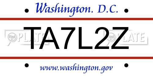 TA7L2Z District Of Columbia License Plate